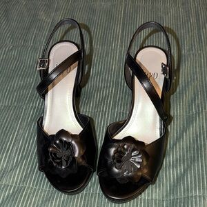 Impo Black Floral Slingback Heels for Women